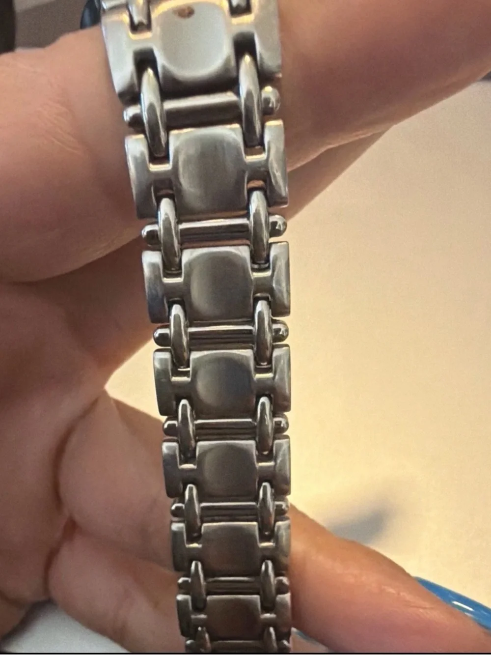 Movado Silver Bracelet Watch with Black Dial